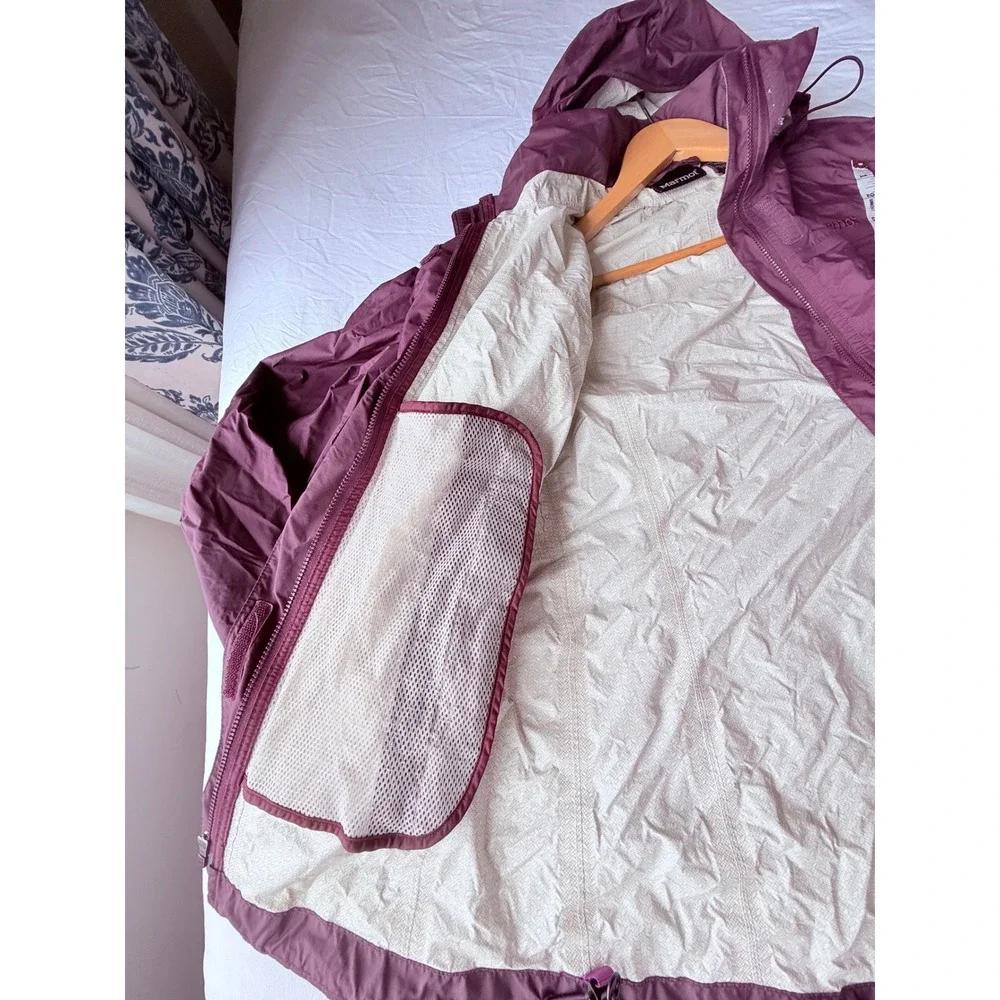 Marmot Womens PreCip Eco Waterproof Rain Jacket Purple XS Hooded Shell PitZips